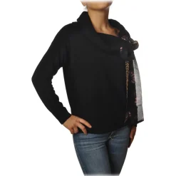 Twinset - High Ring Neck Sweater with Ribbon - Black - Knitwear - Made in Italy - Luxury Exclusive Collection - Avvenice^ Knitwears