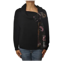 Twinset - High Ring Neck Sweater with Ribbon - Black - Knitwear - Made in Italy - Luxury Exclusive Collection - Avvenice^ Knitwears