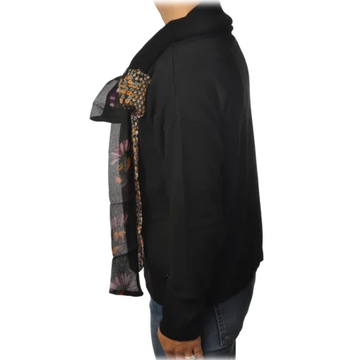 Twinset - High Ring Neck Sweater with Ribbon - Black - Knitwear - Made in Italy - Luxury Exclusive Collection - Avvenice^ Knitwears