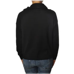 Twinset - High Ring Neck Sweater with Ribbon - Black - Knitwear - Made in Italy - Luxury Exclusive Collection - Avvenice^ Knitwears