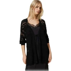 Twinset - Lace Maxi Cardigan - Black - Jackets - Made in Italy - Luxury Exclusive Collection - Avvenice^ Jackets