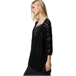 Twinset - Lace Maxi Cardigan - Black - Jackets - Made in Italy - Luxury Exclusive Collection - Avvenice^ Jackets