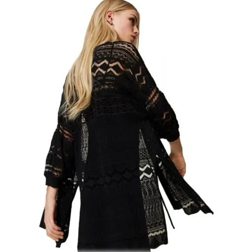 Twinset - Lace Maxi Cardigan - Black - Jackets - Made in Italy - Luxury Exclusive Collection - Avvenice^ Jackets