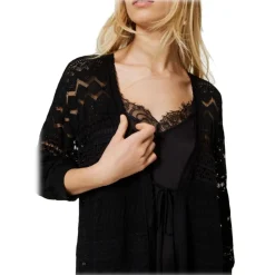 Twinset - Lace Maxi Cardigan - Black - Jackets - Made in Italy - Luxury Exclusive Collection - Avvenice^ Jackets