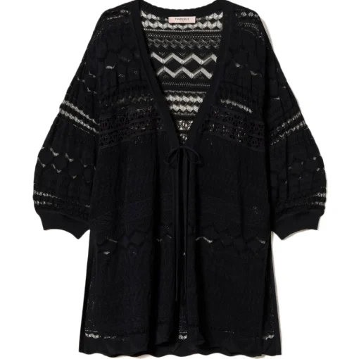 Twinset - Lace Maxi Cardigan - Black - Jackets - Made in Italy - Luxury Exclusive Collection - Avvenice^ Jackets