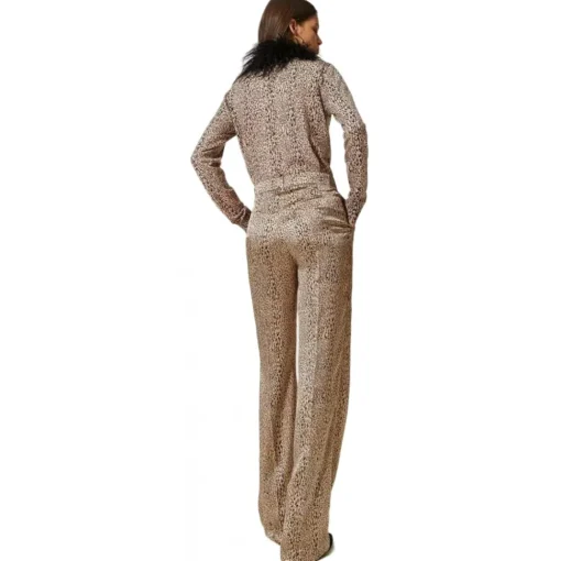 Twinset - Leopard Print Palazzo Trousers - Brown - Trousers - Made in Italy - Luxury Exclusive Collection - Avvenice