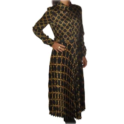 Twinset - Long Dress Chemisier with Long Sleeve - Black Gold - Dress - Made in Italy - Luxury Exclusive Collection - Avvenice^ Dresses