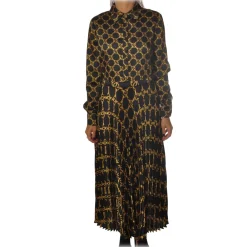 Twinset - Long Dress Chemisier with Long Sleeve - Black Gold - Dress - Made in Italy - Luxury Exclusive Collection - Avvenice^ Dresses