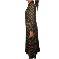 Twinset - Long Dress Chemisier with Long Sleeve - Black Gold - Dress - Made in Italy - Luxury Exclusive Collection - Avvenice^ Dresses