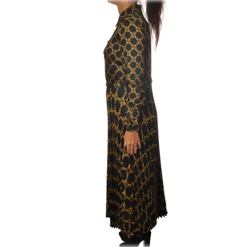 Twinset - Long Dress Chemisier with Long Sleeve - Black Gold - Dress - Made in Italy - Luxury Exclusive Collection - Avvenice^ Dresses