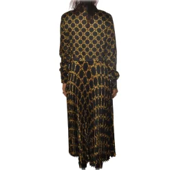 Twinset - Long Dress Chemisier with Long Sleeve - Black Gold - Dress - Made in Italy - Luxury Exclusive Collection - Avvenice^ Dresses