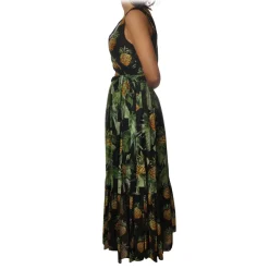 Twinset - Long Dress Sleeveless in Pineapple Print - Black - Dress - Made in Italy - Luxury Exclusive Collection - Avvenice