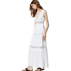 Twinset - Long Dress with Macramé Lace - White - Dress - Made in Italy - Luxury Exclusive Collection - Avvenice^ Dresses