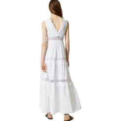 Twinset - Long Dress with Macramé Lace - White - Dress - Made in Italy - Luxury Exclusive Collection - Avvenice^ Dresses