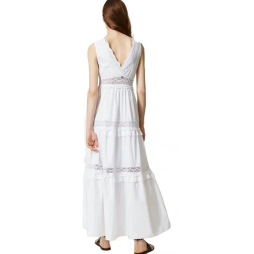 Twinset - Long Dress with Macramé Lace - White - Dress - Made in Italy - Luxury Exclusive Collection - Avvenice^ Dresses