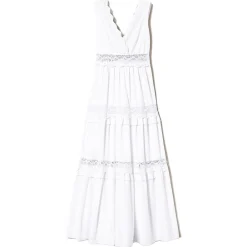 Twinset - Long Dress with Macramé Lace - White - Dress - Made in Italy - Luxury Exclusive Collection - Avvenice^ Dresses