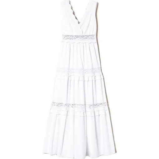 Twinset - Long Dress with Macramé Lace - White - Dress - Made in Italy - Luxury Exclusive Collection - Avvenice^ Dresses