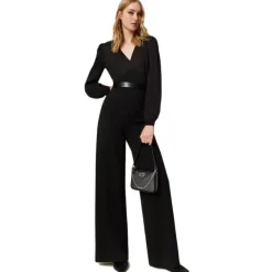 Twinset - Long Suit with Satin Bust - Black - Dress - Made in Italy - Luxury Exclusive Collection - Avvenice