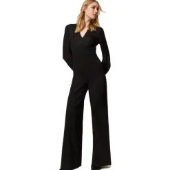 Twinset - Long Suit with Satin Bust - Black - Dress - Made in Italy - Luxury Exclusive Collection - Avvenice
