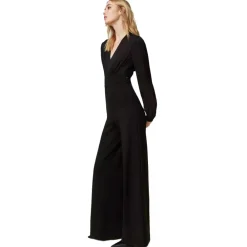 Twinset - Long Suit with Satin Bust - Black - Dress - Made in Italy - Luxury Exclusive Collection - Avvenice