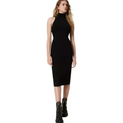 Twinset - Longuette Dress with American Neckline - Black - Dress - Made in Italy - Luxury Exclusive Collection - Avvenice^ Dresses