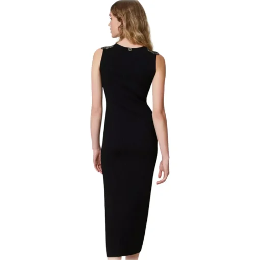 Twinset - Longuette Dress with Macramé Lace Inserts - Black - Dresses - Made in Italy - Luxury Exclusive Collection - Avvenice^ Dresses