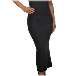 Twinset - Longuette Skirt in Elastic Knit - Black - Skirt - Made in Italy - Luxury Exclusive Collection - Avvenice