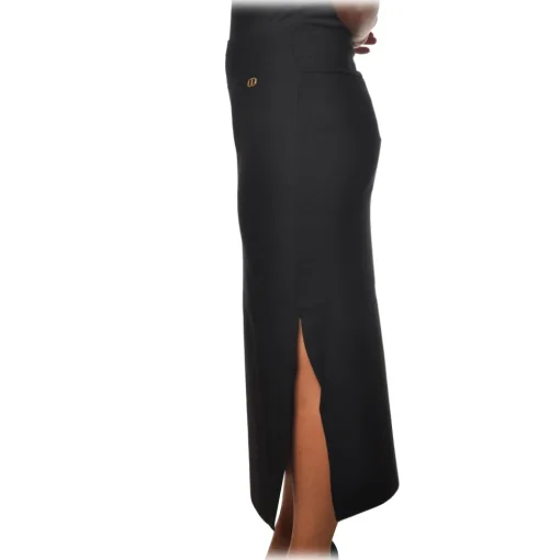Twinset - Longuette Skirt in Elastic Knit - Black - Skirt - Made in Italy - Luxury Exclusive Collection - Avvenice