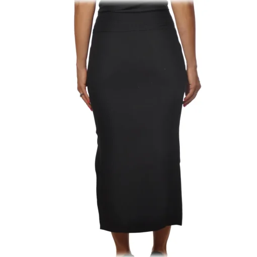 Twinset - Longuette Skirt in Elastic Knit - Black - Skirt - Made in Italy - Luxury Exclusive Collection - Avvenice