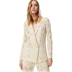 Twinset - Macramé Lace Blazer - Ivory - Jackets - Made in Italy - Luxury Exclusive Collection - Avvenice