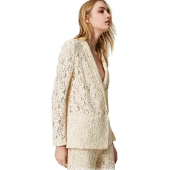 Twinset - Macramé Lace Blazer - Ivory - Jackets - Made in Italy - Luxury Exclusive Collection - Avvenice