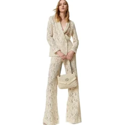 Twinset - Macramé Lace Blazer - Ivory - Jackets - Made in Italy - Luxury Exclusive Collection - Avvenice