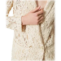 Twinset - Macramé Lace Blazer - Ivory - Jackets - Made in Italy - Luxury Exclusive Collection - Avvenice