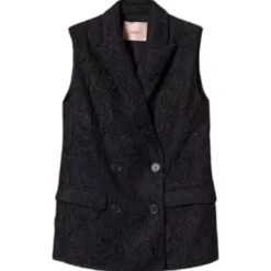 Twinset - Macramé Lace Double-Breasted Vest - Black - Jackets - Made in Italy - Luxury Exclusive Collection - Avvenice^ Jackets
