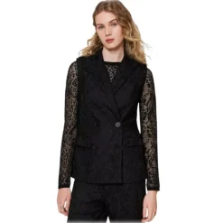Twinset - Macramé Lace Double-Breasted Vest - Black - Jackets - Made in Italy - Luxury Exclusive Collection - Avvenice^ Jackets