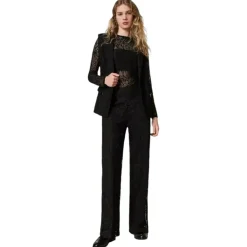 Twinset - Macramé Lace Double-Breasted Vest - Black - Jackets - Made in Italy - Luxury Exclusive Collection - Avvenice^ Jackets