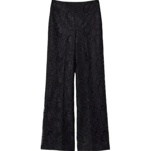 Twinset - Macramè Lace Wide Leg Trousers - Black - Trousers - Made in Italy - Luxury Exclusive Collection - Avvenice