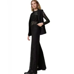 Twinset - Macramè Lace Wide Leg Trousers - Black - Trousers - Made in Italy - Luxury Exclusive Collection - Avvenice