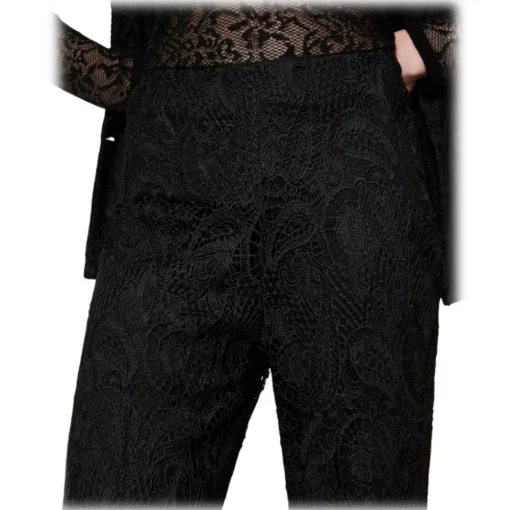 Twinset - Macramè Lace Wide Leg Trousers - Black - Trousers - Made in Italy - Luxury Exclusive Collection - Avvenice