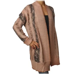 Twinset - Maxi Cardigan in Python Print - Pink - Knitwear - Made in Italy - Luxury Exclusive Collection - Avvenice^ Knitwears