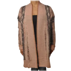 Twinset - Maxi Cardigan in Python Print - Pink - Knitwear - Made in Italy - Luxury Exclusive Collection - Avvenice^ Knitwears