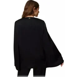 Twinset - Opaque Satin Cape Blazer - Black - Jackets - Made in Italy - Luxury Exclusive Collection - Avvenice