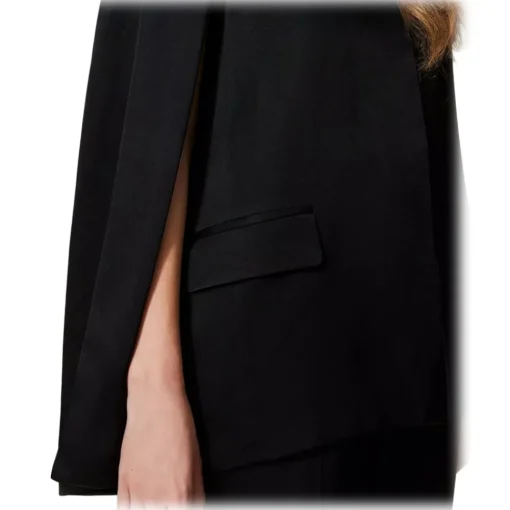 Twinset - Opaque Satin Cape Blazer - Black - Jackets - Made in Italy - Luxury Exclusive Collection - Avvenice