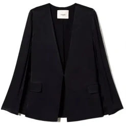 Twinset - Opaque Satin Cape Blazer - Black - Jackets - Made in Italy - Luxury Exclusive Collection - Avvenice