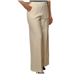 Twinset - Palazzo Trousers in Knit - White - Trousers - Made in Italy - Luxury Exclusive Collection - Avvenice