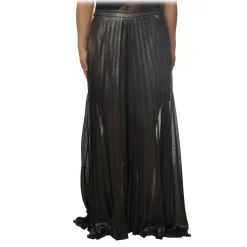 Twinset - Palazzo Trousers in Geometric Pattern - Anthracite - Trousers - Made in Italy - Luxury Exclusive Collection - Avvenice^ Trousers