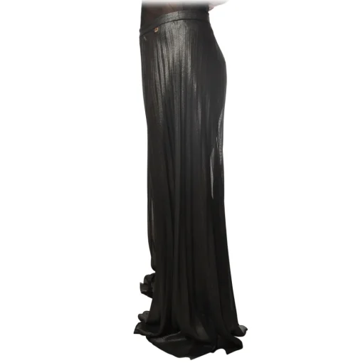 Twinset - Palazzo Trousers in Geometric Pattern - Anthracite - Trousers - Made in Italy - Luxury Exclusive Collection - Avvenice^ Trousers
