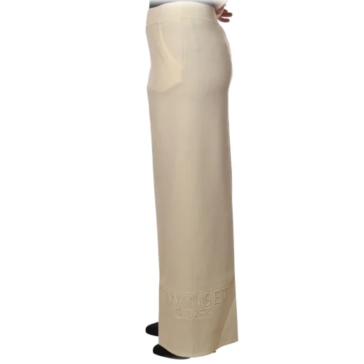 Twinset - Palazzo Trousers in Knit - White - Trousers - Made in Italy - Luxury Exclusive Collection - Avvenice