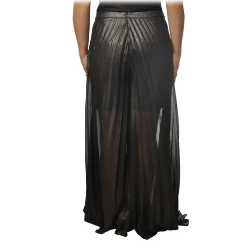 Twinset - Palazzo Trousers in Geometric Pattern - Anthracite - Trousers - Made in Italy - Luxury Exclusive Collection - Avvenice^ Trousers