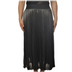 Twinset - Pleated Longuette Skirt Lamè Effect - Anthracite - Skirt - Made in Italy - Luxury Exclusive Collection - Avvenice